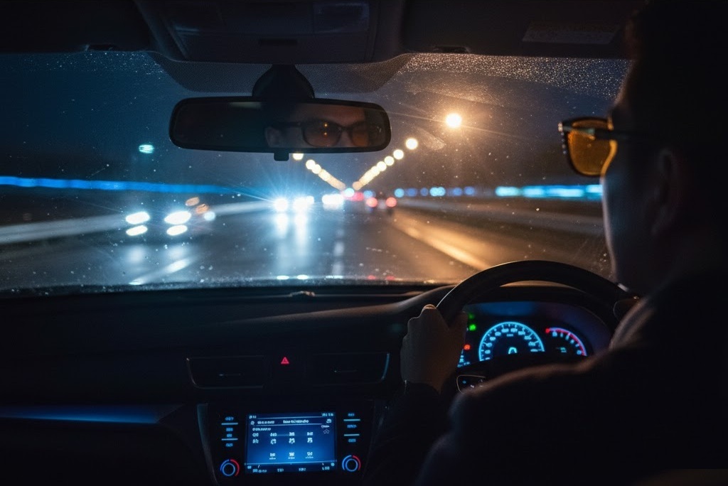 ナイトドライブで対向車が眩しい